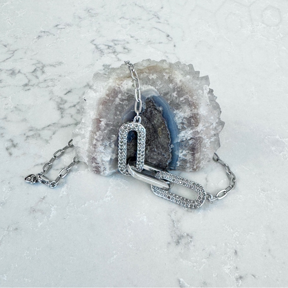 Swarovski - Silver Necklace with Crystal Links